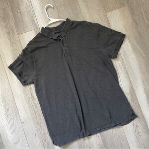 Vince Cotton Polo short sleeve shirt mens Gray (large) preppy classic office